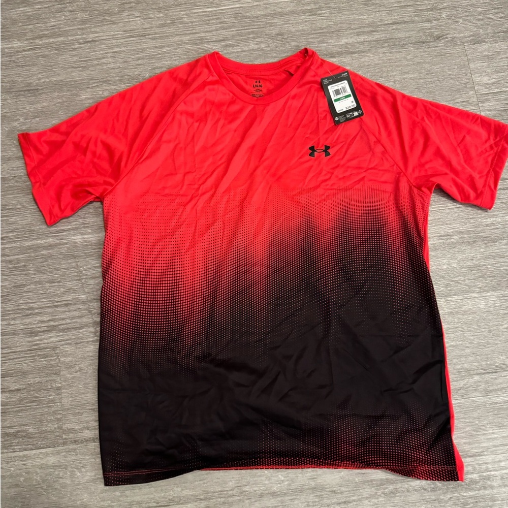 Under Armour Red and Black Gradient Short Sleeve Tee